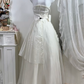 Off White Halter Long Wedding Gown, Sleeveless Hand Beaded Asymmetrical Layered Tulle Fairy Dress gh9279