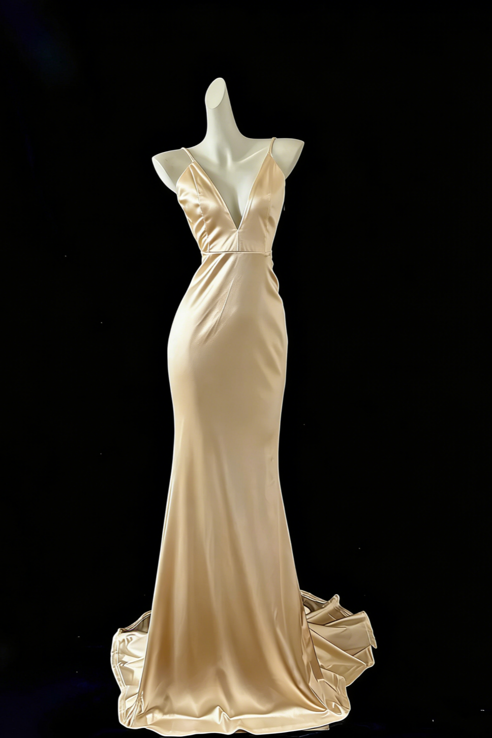 Weißes Meerjungfrau-Kleid, elegant, lang, Satin, Ballkleid, Abendkleid, Partykleid, gh4474