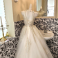 Ivory Embroidered Lace Classic Elegant Waist-Cinched Voluminous Skirt Romantic Dress, Wedding Gown gh7614