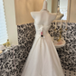 White Strapless Cinched Waist A-Line Skirt Long Romantic Dress, Wedding Gown gh7802