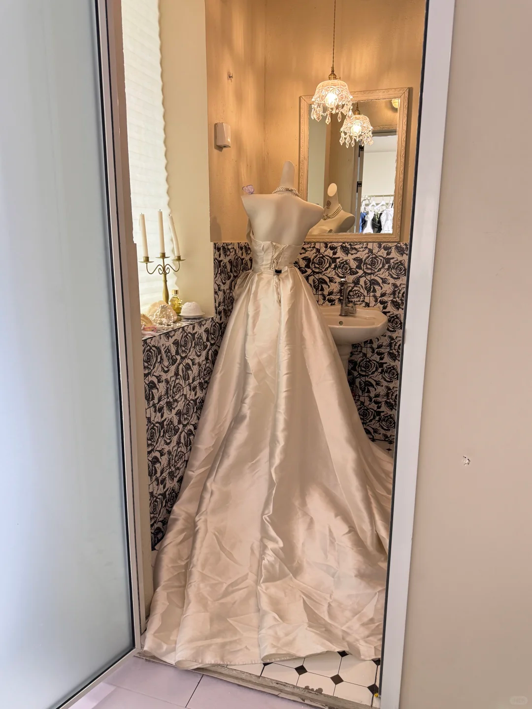 White Satin Strapless Waist-Cinched Unique Skirt Long Minimalist Luxury Romantic Dress, Wedding Gown gh7713