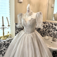 Light Grey Square Neck Voluminous Princess Skirt Long Romantic Dress, Wedding Gown gh7771