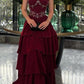 girlhomeshops-Burgundy Chiffon Long Dress With Delicate Beading gh6251