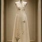 ✨Girlhomeshops-Cream High Collar Embroidered Cheongsam Dress with Butterfly & Orchid gh10417