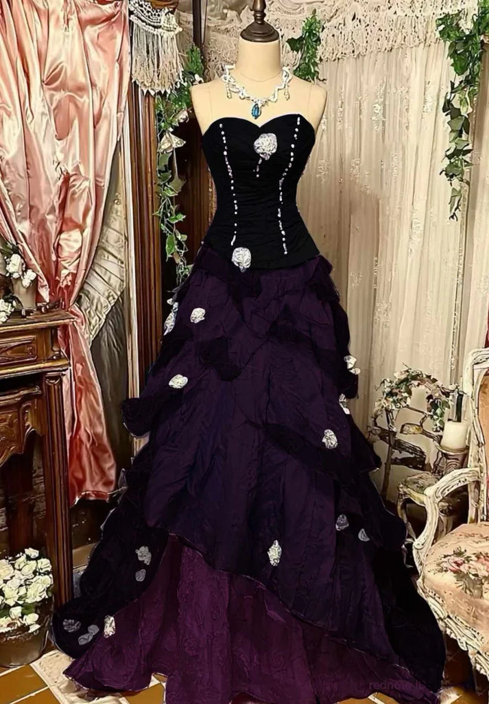 Robe de soirée longue en tulle violet, rose, bleu, dégradé, mode rétro, élégante, délicate, florale, perles, douce et élégante, longueur au sol, gh4156