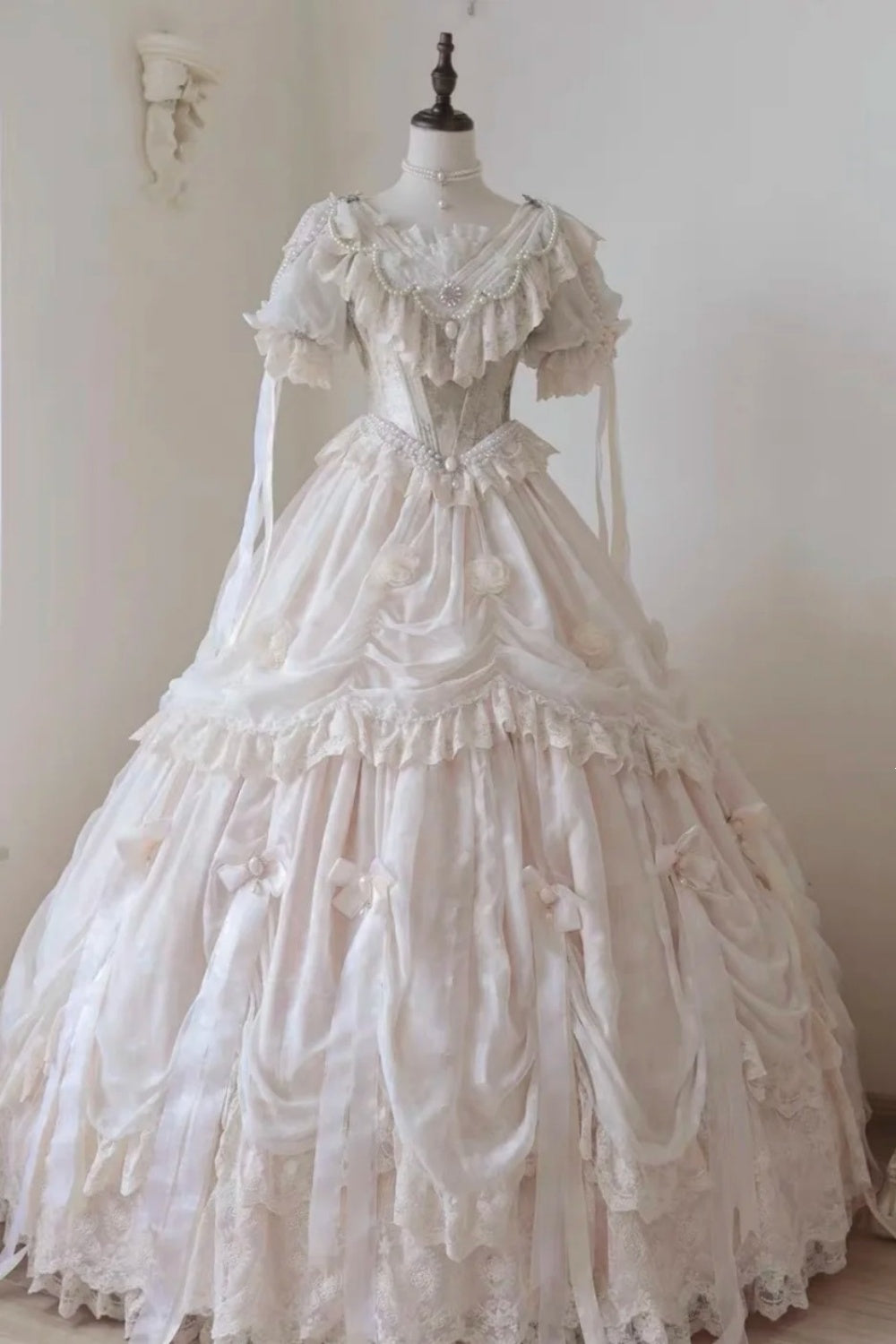 girlhomeshops-White Princess Palace Tulle Long and Ground Ball Dress Adult Ceremony Dress gh5906