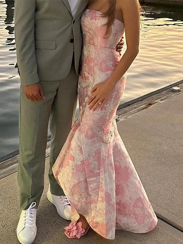 Rosa Elegante Mode Blumen Lange Slim Fit prom kleid Abendkleid Party Kleid Brautjungfer Kleider gh3316