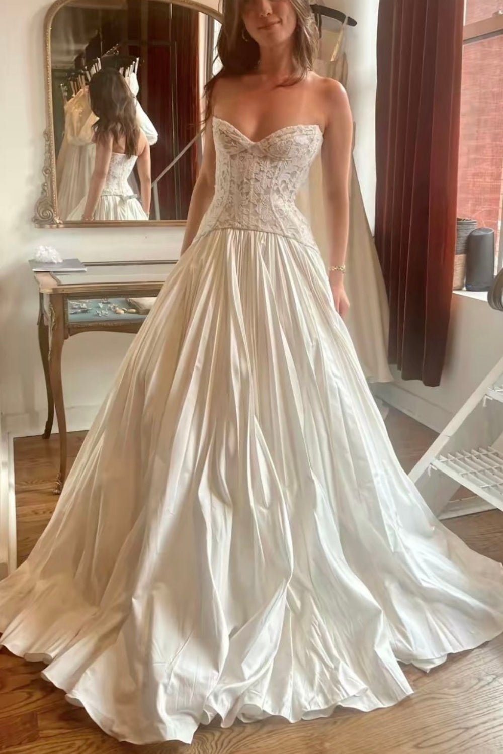 girlhomeshops – Weißes langes Tüll-Ballkleid, Hochzeitskleid, Brautkleid gh6269