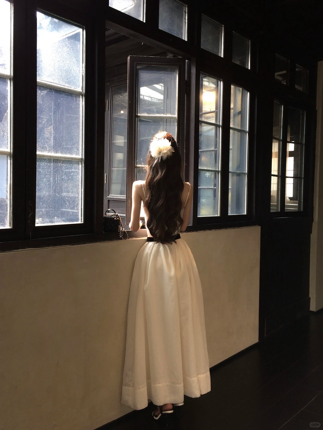 White Strapless Lace Long Evening Dress with Black Bow gh9413