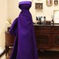 Robe de soirée longue en satin à bretelles spaghetti violette, jolie et élégante, robe de soirée gh3543