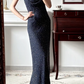 Navy Blue Vintage Spaghetti‑Strap Cowl Neck Prom Gown, All‑Over Hand‑Beaded Sequins, Fitted Waist Bodycon Mermaid Long Dress, Evening Prom Dress gh8807