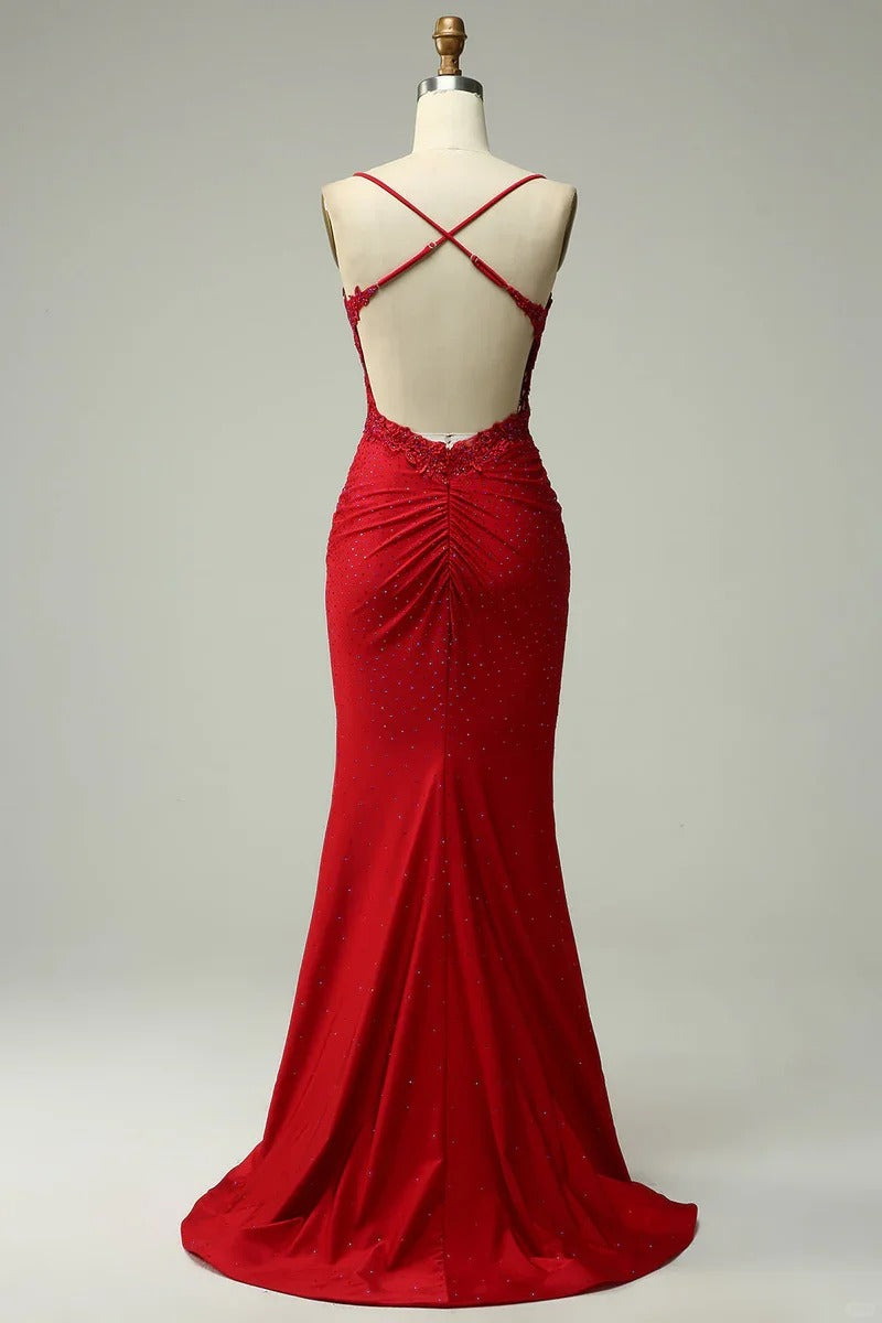 Blau/Grün/Rot Exquisite Glänzende Elegante Satin Lange Meerjungfrau Fit Bodenlangen Ballkleid Abendkleid Ballkleid gh4202