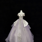 Lavender Off-the-Shoulder Cinched Waist Silver Decorations Voluminous Skirt Long Romantic Dress, Wedding Gown gh7838