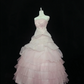 Blush Pink Gradient Strapless Cinched Waist Voluminous Tiered Skirt Romantic Dress, Wedding Gown gh8057