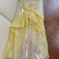 Robe de soirée longue fluide en mousseline de soie, style futuriste, jaune argenté, gh4404