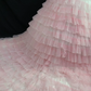 Gradient Blush Pink Strapless Wedding Dress, Fitted Waist, Long Tiered Cake Skirt gh8272