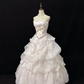 Blush Pink Strapless Gown with Bow Neckline, Cinched Waist, Voluminous Princess Skirt, Romantic Dress, Wedding Gown gh8096