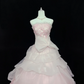 Blush Pink Gradient Strapless Cinched Waist Voluminous Tiered Skirt Romantic Dress, Wedding Gown gh8057
