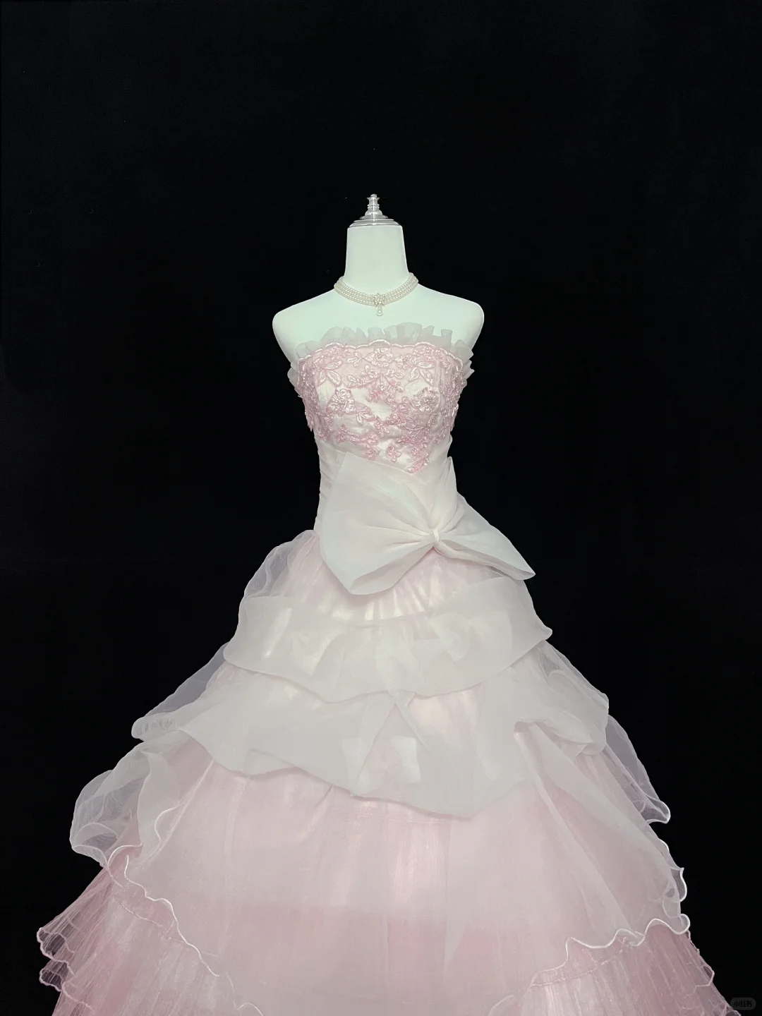 Blush Pink Gradient Strapless Cinched Waist Voluminous Tiered Skirt Romantic Dress, Wedding Gown gh8057