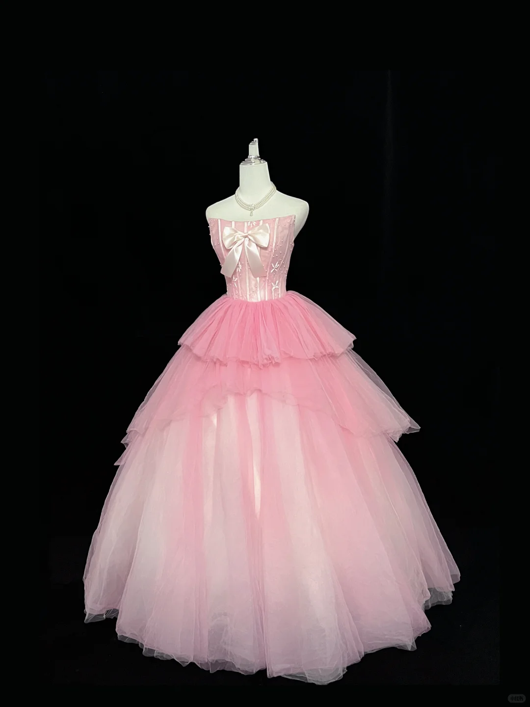 Blush Pink Strapless Cinched Waist Voluminous Girly Princess Skirt Long Romantic Dress, Wedding Gown gh7961