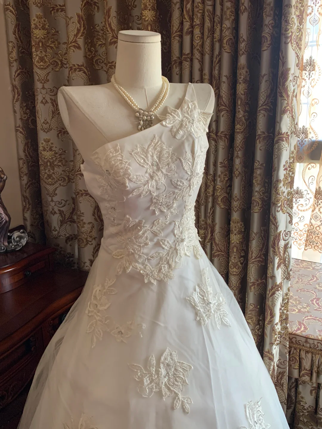 White One Shoulder Spaghetti Strap Fitted Waist Puffy Ball Gown, Birthday Party Dress, Wedding Bridal Gown gh7272