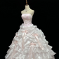 Blush Pink Strapless Romantic Gown with Cinched Waist & Fluffy Tiered Princess Skirt, Wedding Dress & Bridal Gown gh8180