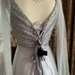 Haze Blue V-Neck Waist-Cinched Elegant Prom Gown, Evening Formal Dress gh7242