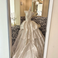 White Satin Strapless Vintage Cinched Waist Voluminous Skirt Long Romantic Dress, Wedding Gown gh7782