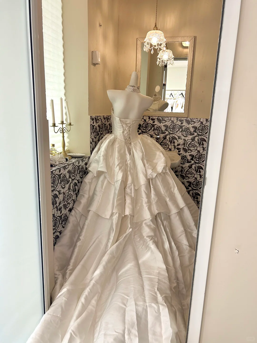 White Satin Strapless Vintage Cinched Waist Voluminous Skirt Long Romantic Dress, Wedding Gown gh7782