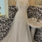 Ivory Strapless Lace Cinched Waist Figure-Flattering Long Romantic Dress, Wedding Gown gh7824