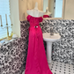 Magenta Strapless Waist-Cinched Fitted Elegant Vintage Romantic Gown gh7558
