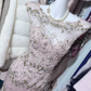 Women Light Pink Mermaid Formal Dress Off Shoulder Lace Hand Beaded Rhinestone Long Train Vintage Evening Gown gh9600