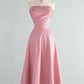 girlhomeshops--Pink Beaded Satin Midi Prom Dress gh5617