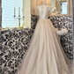 Ivory Spaghetti Strap Waist-Cinched Beaded Embroidered Elegant Long Romantic Dress, Wedding Gown gh7514
