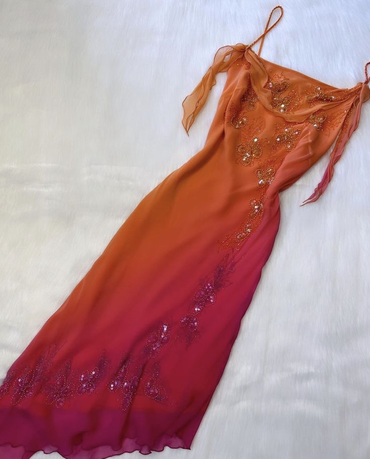 Orange Farbverlauf Mode Exquisite Perlen Lange Tüll Ballkleid Abendkleid Partykleid gh3184