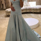 Elegant long blue satin dress gh6866