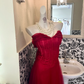 Red Strapless Waist-Cinched Boned Slimming Sexy Long Romantic Dress, Wedding Gown gh7767