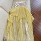 Robe de soirée longue fluide en mousseline de soie, style futuriste, jaune argenté, gh4404