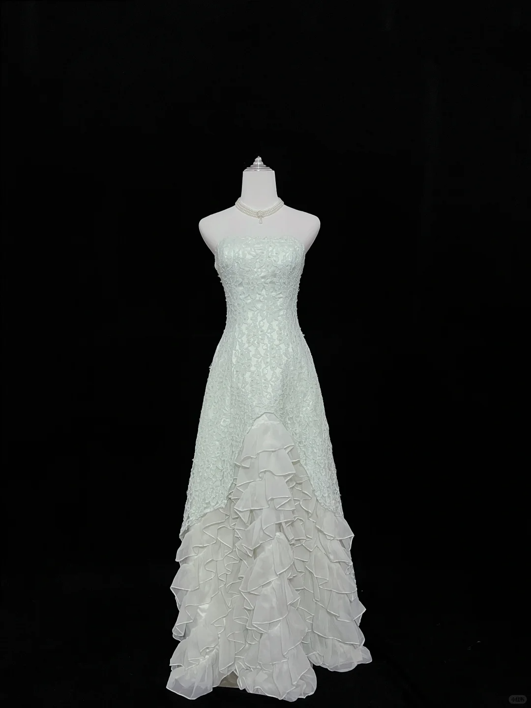 Light Green Strapless Embroidered Cinched Waist Slim Fit Elegant Long Romantic Dress, Wedding Gown gh8058