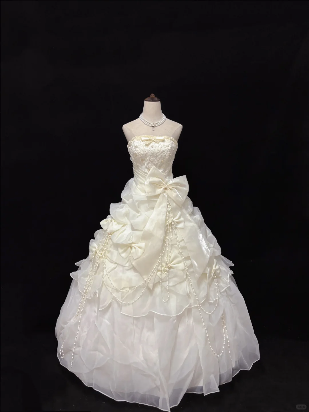 Light Apricot Strapless Romantic Gown With Bow Detail, Cinched Waist, Flowy Voluminous Skirt, Wedding Dress & Bridal Gown gh8182