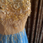 Orange Bodice Spliced Light Blue Skirt Prom Gown, Evening Formal Dress gh7243