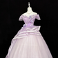 Lavender Off-the-Shoulder Cinched Waist Voluminous Princess Skirt Long Romantic Dress, Wedding Gown gh7874