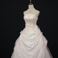 Blush Pink Strapless Romantic Gown With Lace, Cinched Waist & Vintage Voluminous Princess Skirt, Wedding Dress & Bridal Gown gh8142