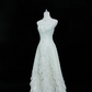 Light Green Strapless Embroidered Cinched Waist Slim Fit Elegant Long Romantic Dress, Wedding Gown gh8058