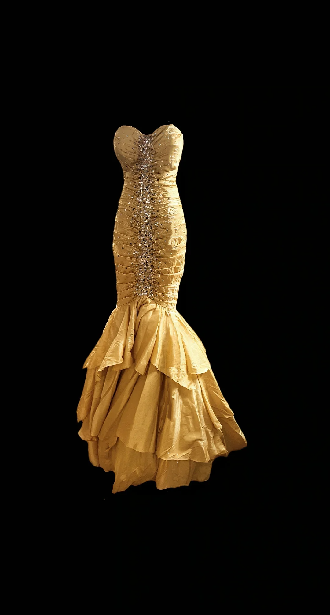 Gold Strapless Waist-Cinching Mermaid Skirt Sexy Prom Gown, Evening Formal Dress gh7319