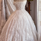 White Vintage Strapless Embroidered Midi Gown, A-Line Party Dress gh9306