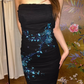 Black Sexy Vintage Floral Strapless Fitted Waist Bodycon Prom & Evening Party Dress gh8428