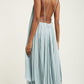 Girlhomeshops-Blue Fashion Simple Sexy Long Chiffon Prom Dress Evening Dress Wedding Guest Party Dress Seaside Holiday Dress gh5250
