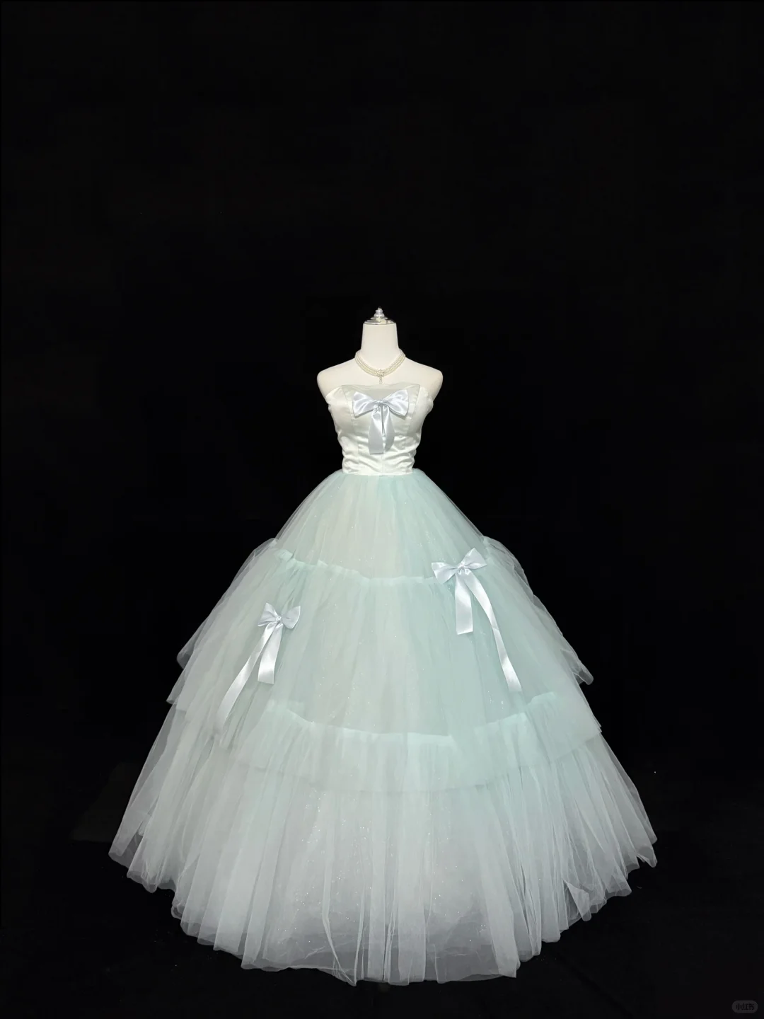 Satin Strapless Light Green Voluminous Skirt Long Romantic Dress, Wedding Gown gh7839