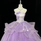 Lavender Vintage Palace Strapless Cinched Waist Voluminous Full Skirt Romantic Dress, Wedding Gown gh7963